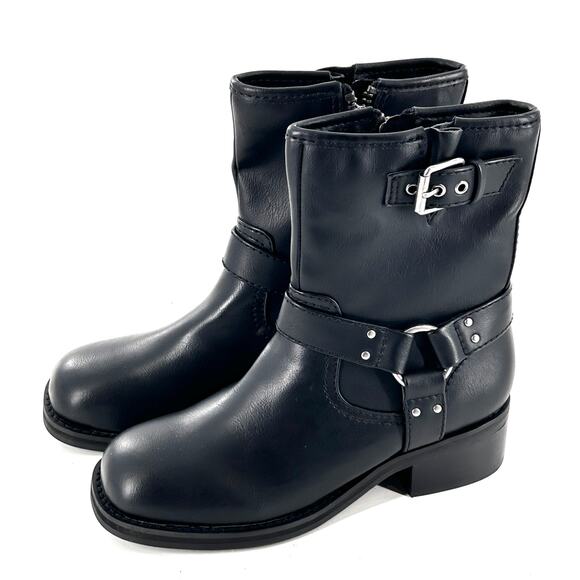 Open Edit Shoes - Open Edit Buckle Moto Boots 7 NWOT Black Combat Ankle Booties
